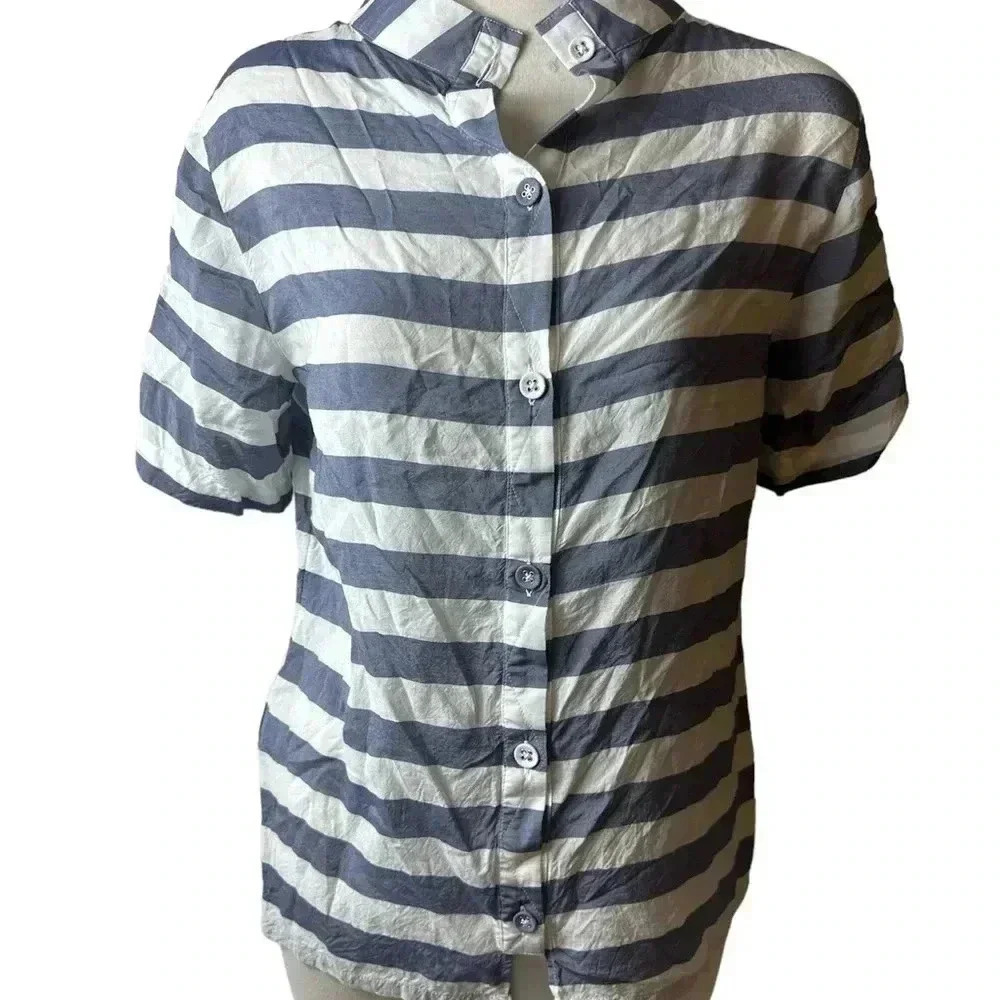 Banana Republic shirt top blouse dress shirt small beach nautical light . P-p 16 - Picture 2 of 5